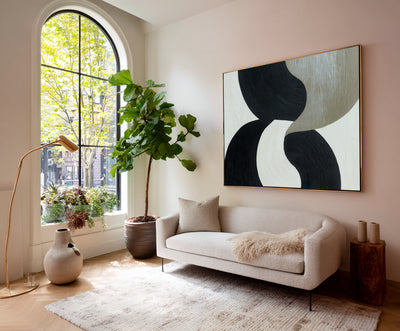 Abstract Black Beige Canvas Art