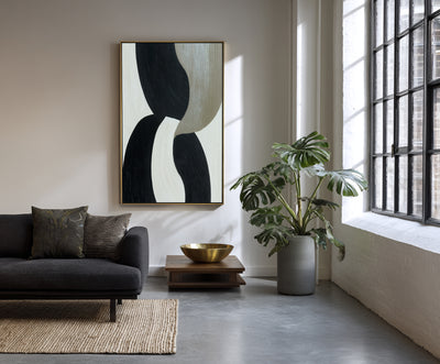 Abstract Black Beige Canvas Art