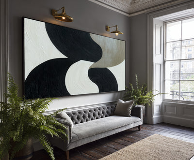 Abstract Black Beige Canvas Art