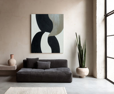 Abstract Black Beige Canvas Art
