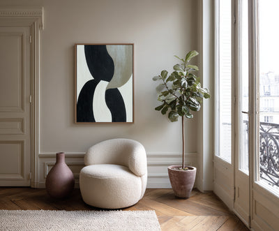 Abstract Black Beige Canvas Art
