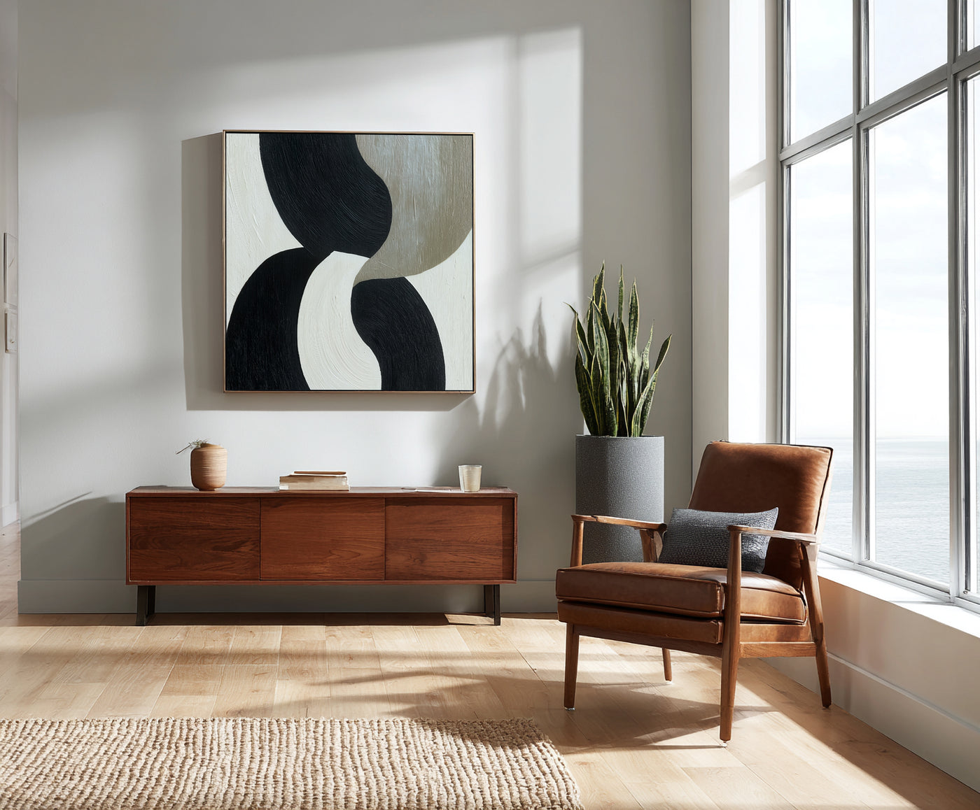 Abstract Black Beige Canvas Art