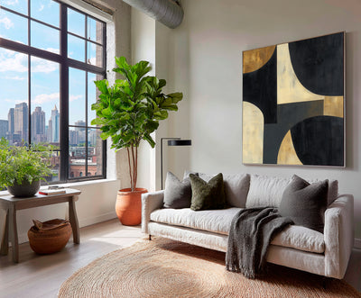Abstract Black Gold Canvas Art