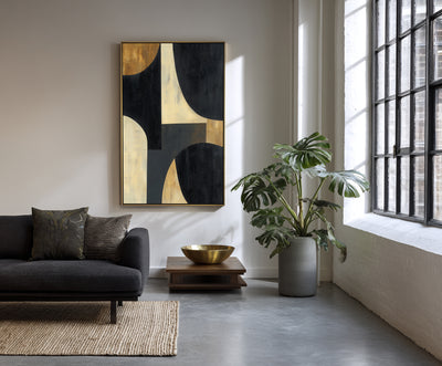 Abstract Black Gold Canvas Art