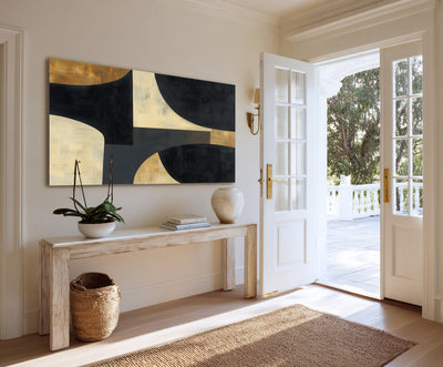 Abstract Black Gold Canvas Art