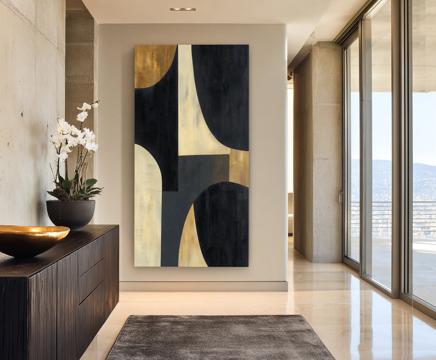 Abstract Black Gold Canvas Art