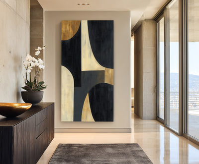 Abstract Black Gold Canvas Art