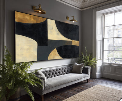 Abstract Black Gold Canvas Art