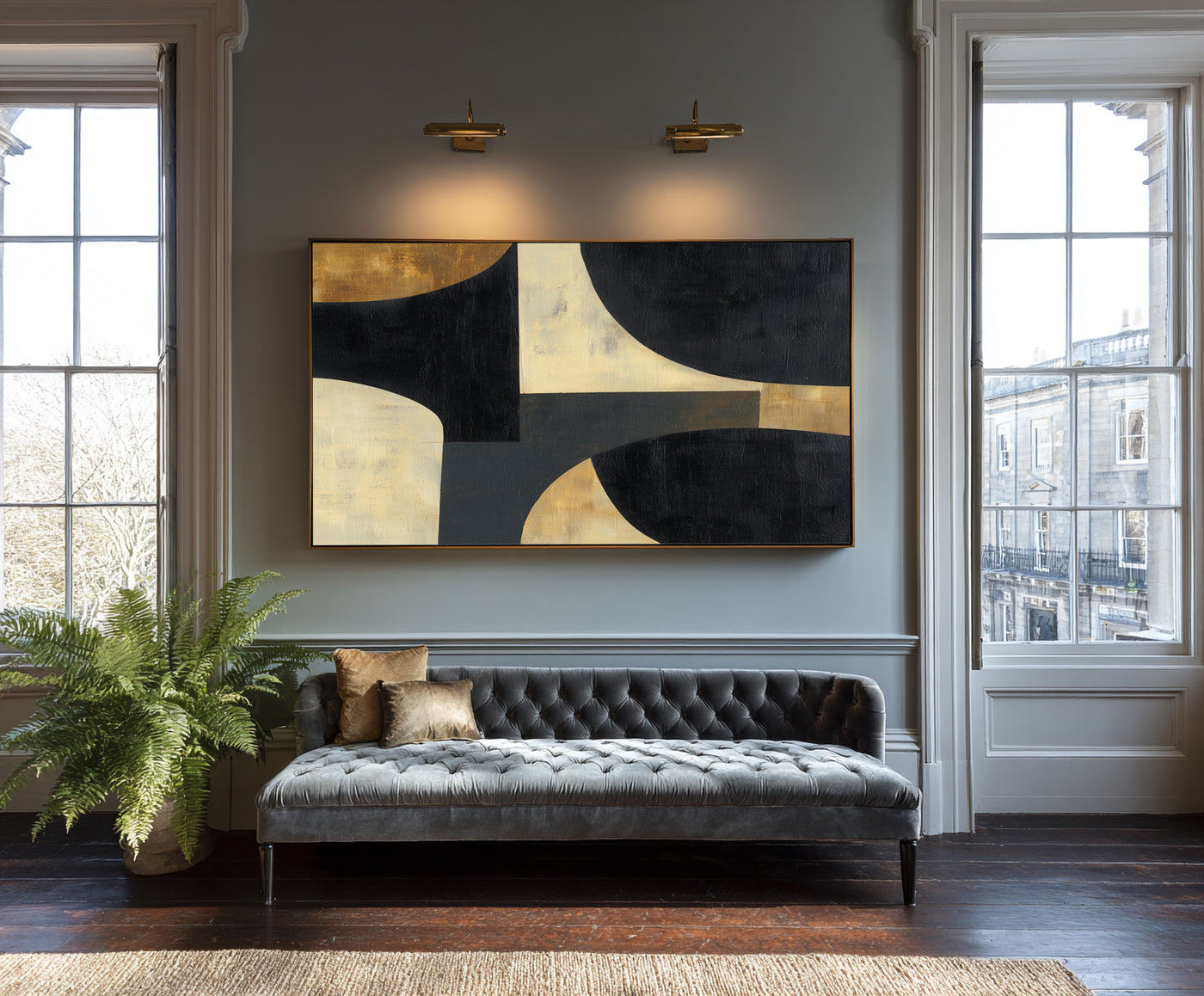 Abstract Black Gold Canvas Art