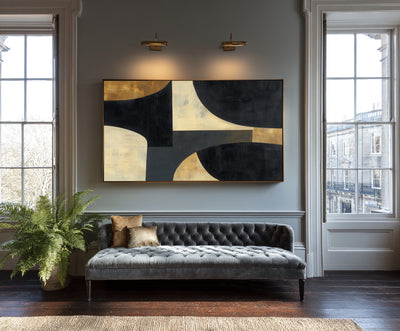 Abstract Black Gold Canvas Art
