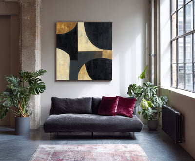 Abstract Black Gold Canvas Art