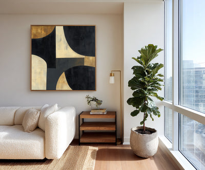 Abstract Black Gold Canvas Art