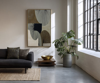 Abstract Black Beige Canvas Art