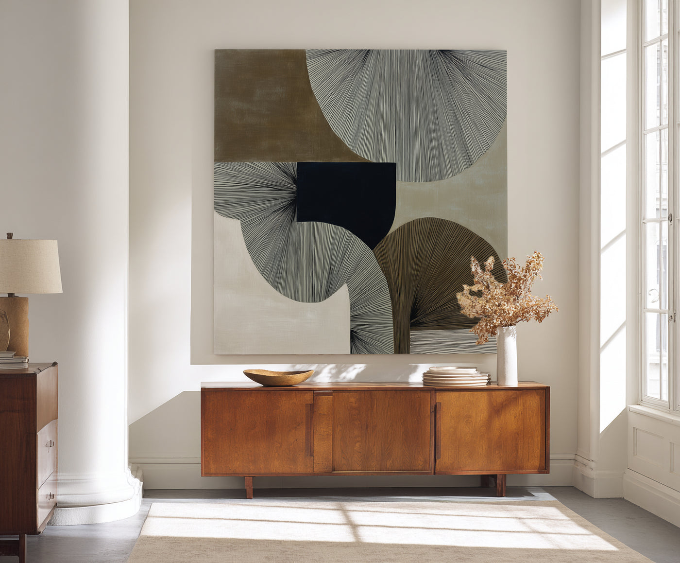 Abstract Black Beige Canvas Art