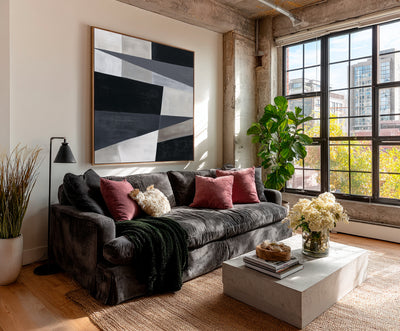 Abstract Black Gray Canvas Art