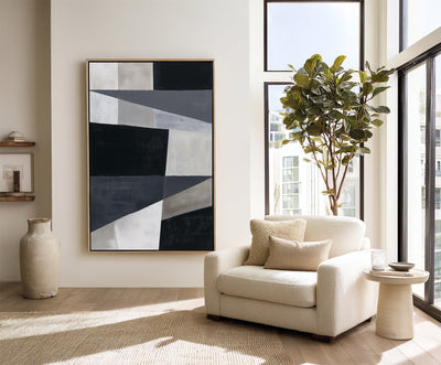 Abstract Black Gray Canvas Art