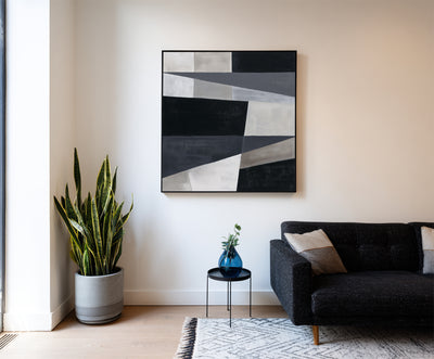 Abstract Black Gray Canvas Art