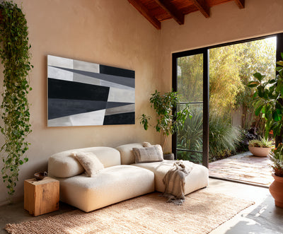 Abstract Black Gray Canvas Art