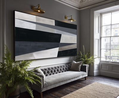 Abstract Black Gray Canvas Art