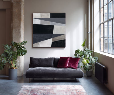 Abstract Black Gray Canvas Art