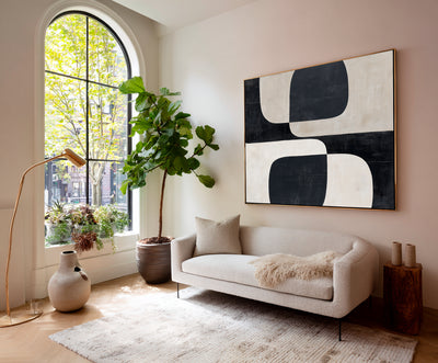 Abstract Black Beige Canvas Art