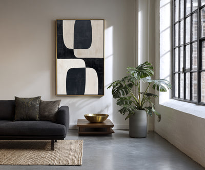 Abstract Black Beige Canvas Art