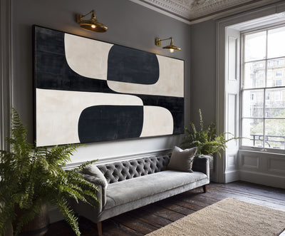 Abstract Black Beige Canvas Art