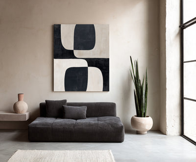 Abstract Black Beige Canvas Art