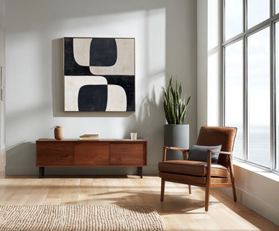 Abstract Black Beige Canvas Art