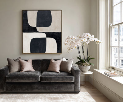 Abstract Black Beige Canvas Art