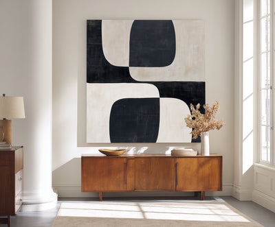 Abstract Black Beige Canvas Art