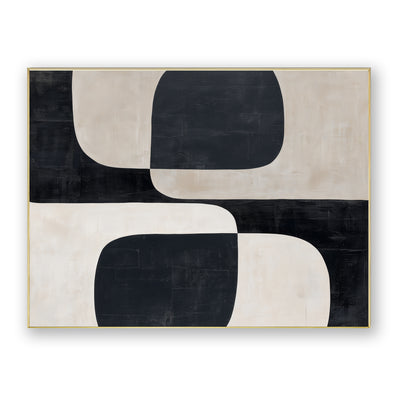 Abstract Black Beige Canvas Art