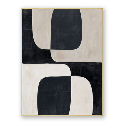Abstract Black Beige Canvas Art