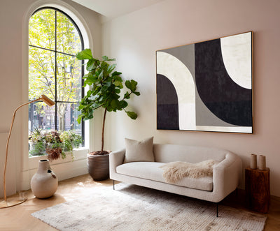 Abstract Black Beige Canvas Art