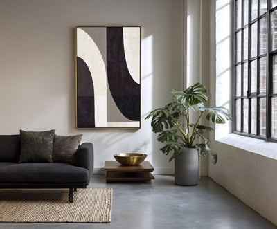 Abstract Black Beige Canvas Art