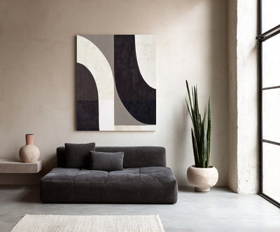 Abstract Black Beige Canvas Art