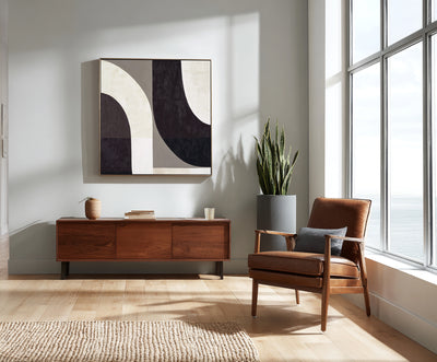 Abstract Black Beige Canvas Art