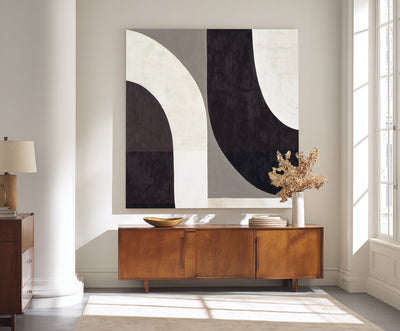 Abstract Black Beige Canvas Art