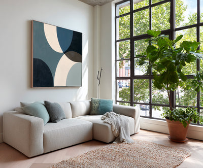 Abstract Blue Geometric Canvas Art