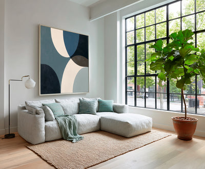 Abstract Blue Geometric Canvas Art