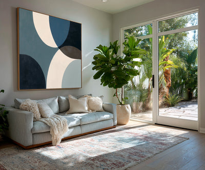 Abstract Blue Geometric Canvas Art