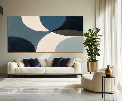 Abstract Blue Geometric Canvas Art