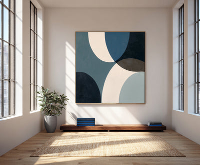 Abstract Blue Geometric Canvas Art