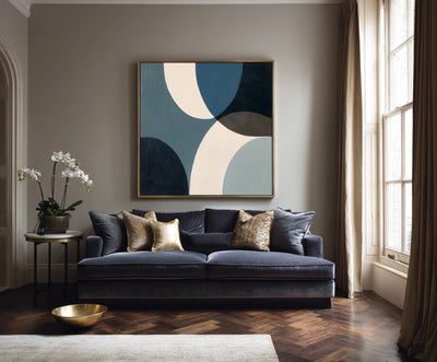 Abstract Blue Geometric Canvas Art