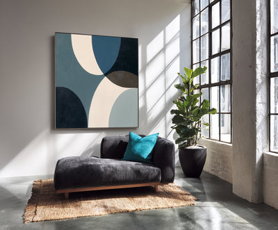 Abstract Blue Geometric Canvas Art