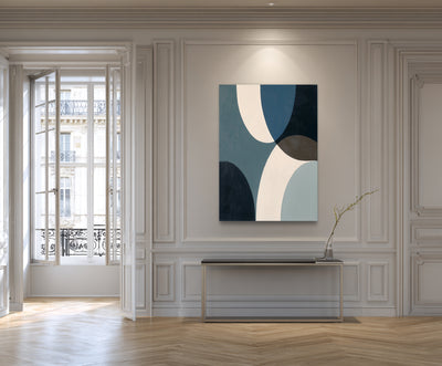 Abstract Blue Geometric Canvas Art