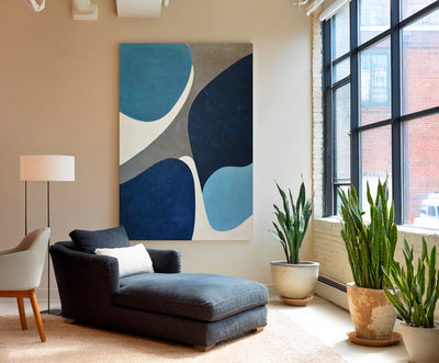 Abstract Blue Beige Canvas Art