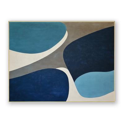 Abstract Blue Beige Canvas Art