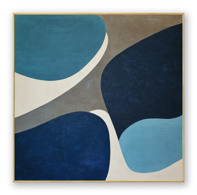 Abstract Blue Beige Canvas Art
