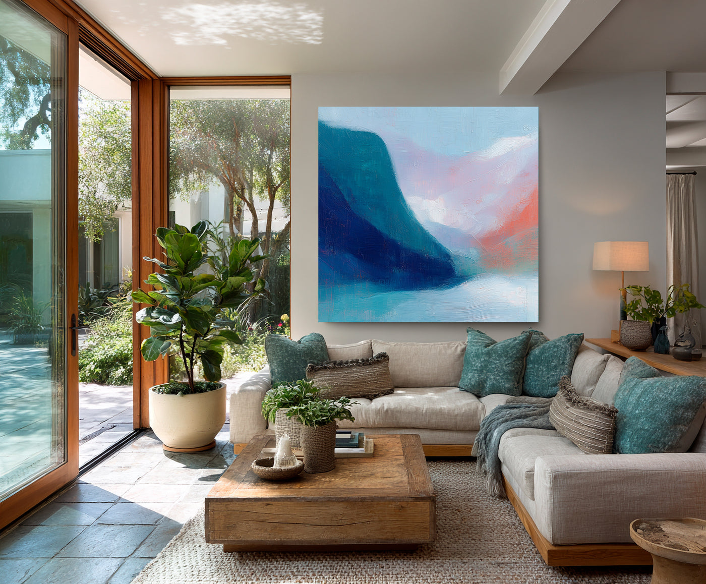 Abstract Blue Coral Canvas Art